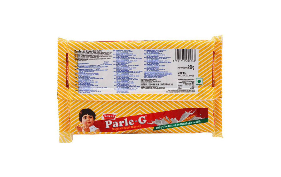 Parle - G Original Gluco Biscuits    Pack  250 grams